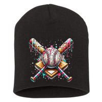 Baseball Drip For Ice Cream With Sprinkles Drip Short Acrylic Beanie