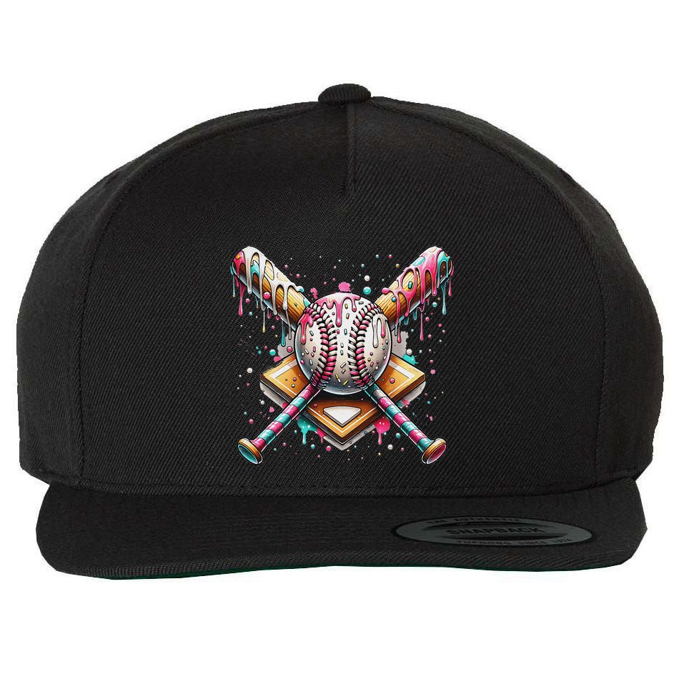 Baseball Drip For Ice Cream With Sprinkles Drip Wool Snapback Cap