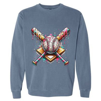 Baseball Drip For Ice Cream With Sprinkles Drip Garment-Dyed Sweatshirt