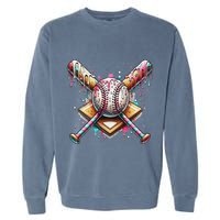 Baseball Drip For Ice Cream With Sprinkles Drip Garment-Dyed Sweatshirt