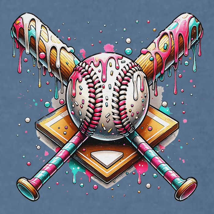 Baseball Drip For Ice Cream With Sprinkles Drip Garment-Dyed Sweatshirt