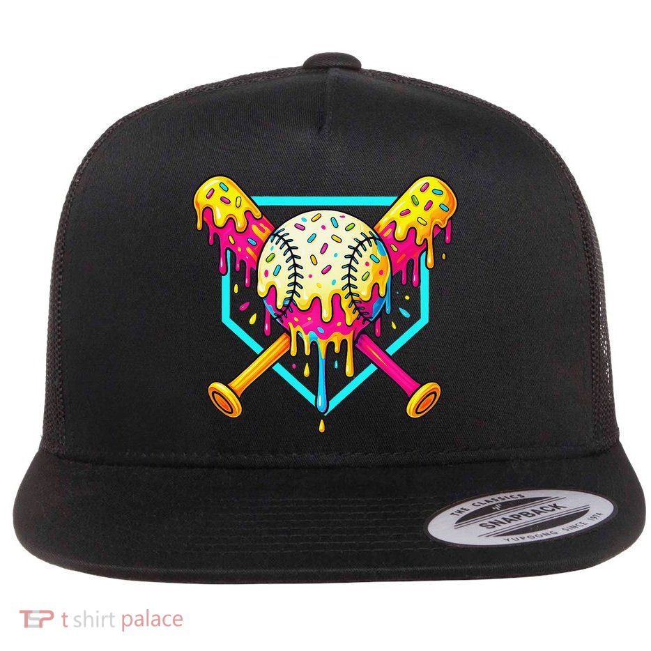 Baseball Drip For Home Plate Ice Cream Drip Sport Flatbill Hat