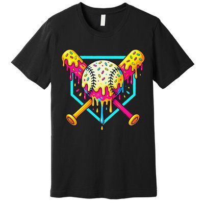 Baseball Drip For Home Plate Ice Cream Drip Sport Premium T-Shirt