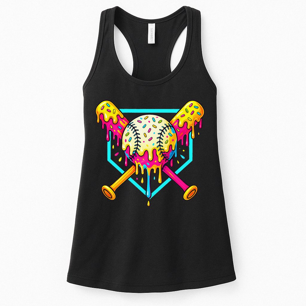 Baseball Drip For Home Plate Ice Cream Drip Sport Womens Tank Top