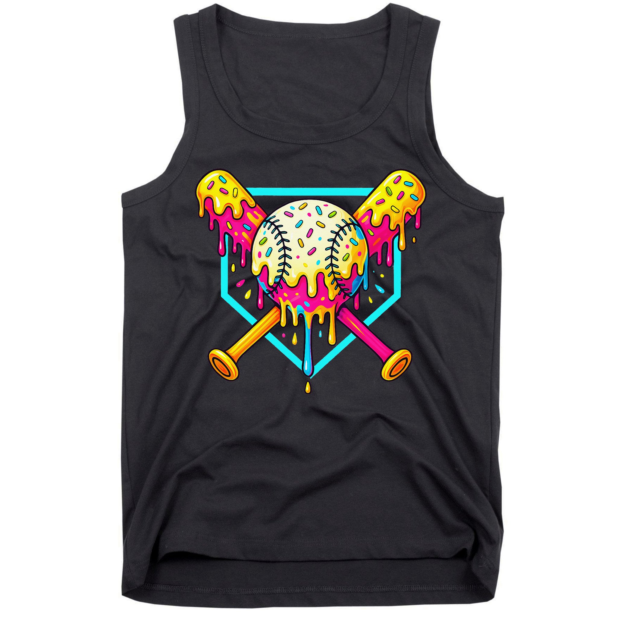 Baseball Drip For Home Plate Ice Cream Drip Sport Tank Top