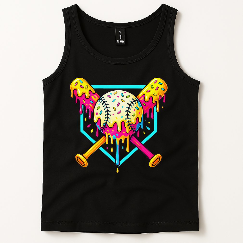 Baseball Drip For Home Plate Ice Cream Drip Sport Tank Top