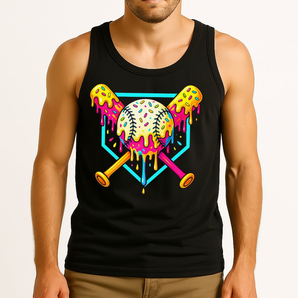Baseball Drip For Home Plate Ice Cream Drip Sport Tank Top
