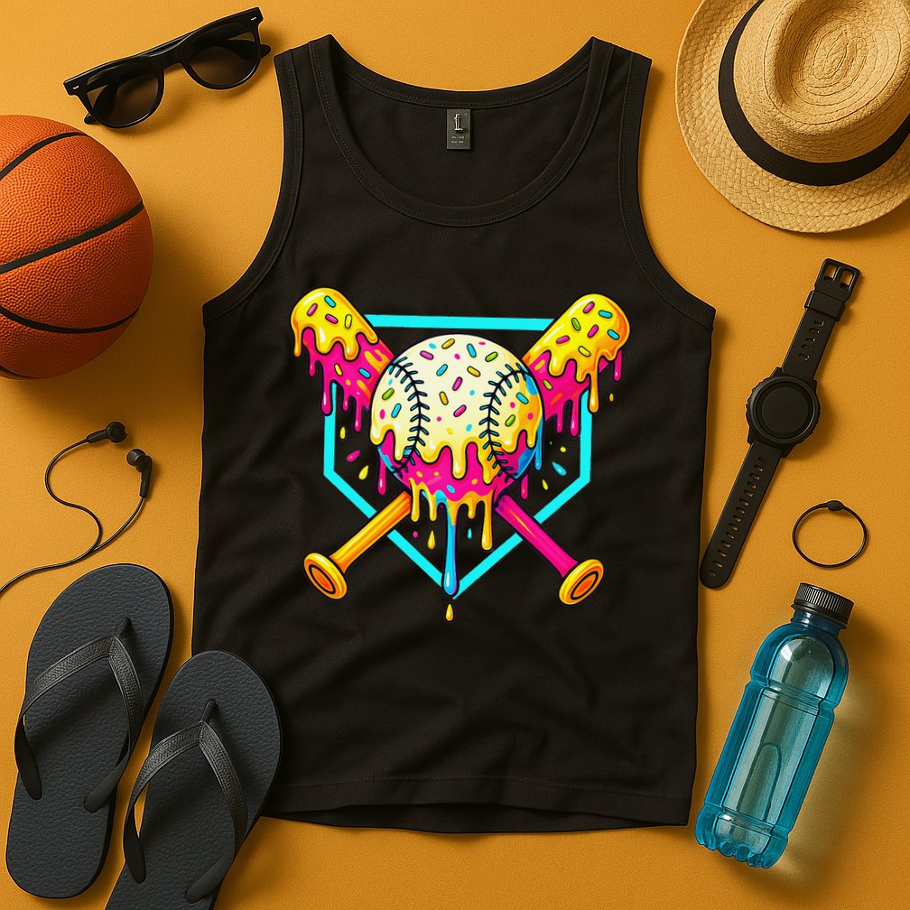 Baseball Drip For Home Plate Ice Cream Drip Sport Tank Top