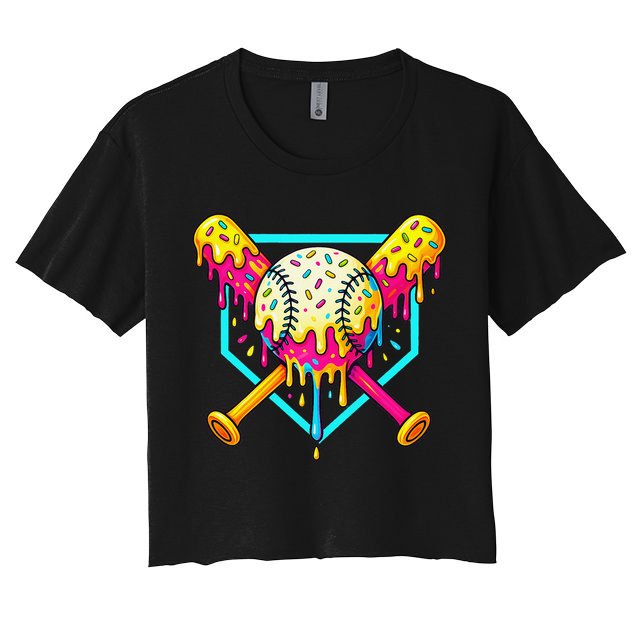 Baseball Drip For Home Plate Ice Cream Drip Sport Crop Top
