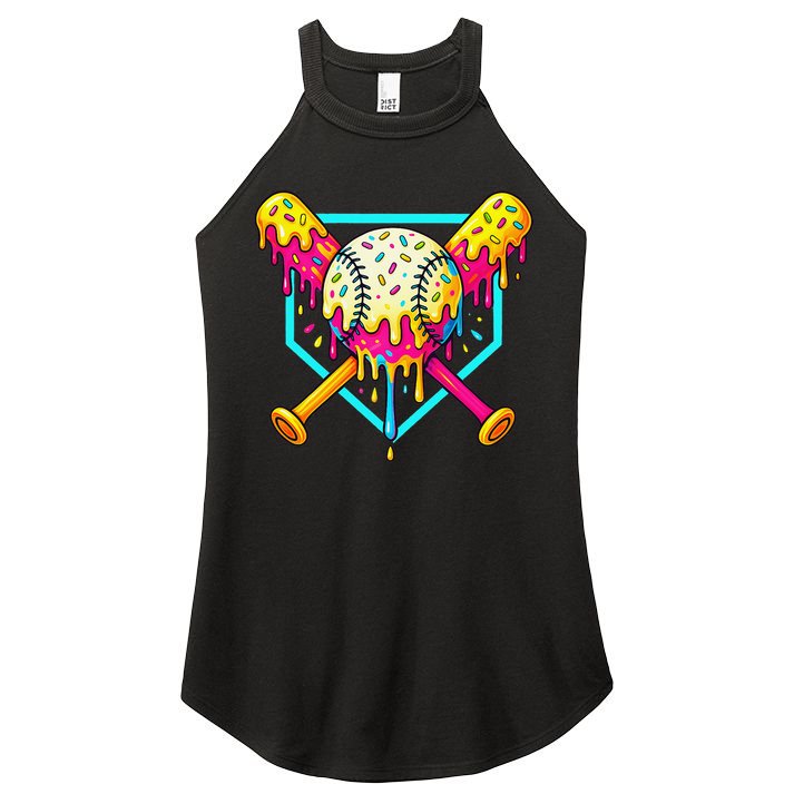 Baseball Drip For Home Plate Ice Cream Drip Sport Women's Perfect Tri Rocker Tank