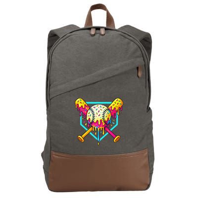 Baseball Drip For Home Plate Ice Cream Drip Sport Cotton Canvas Backpack