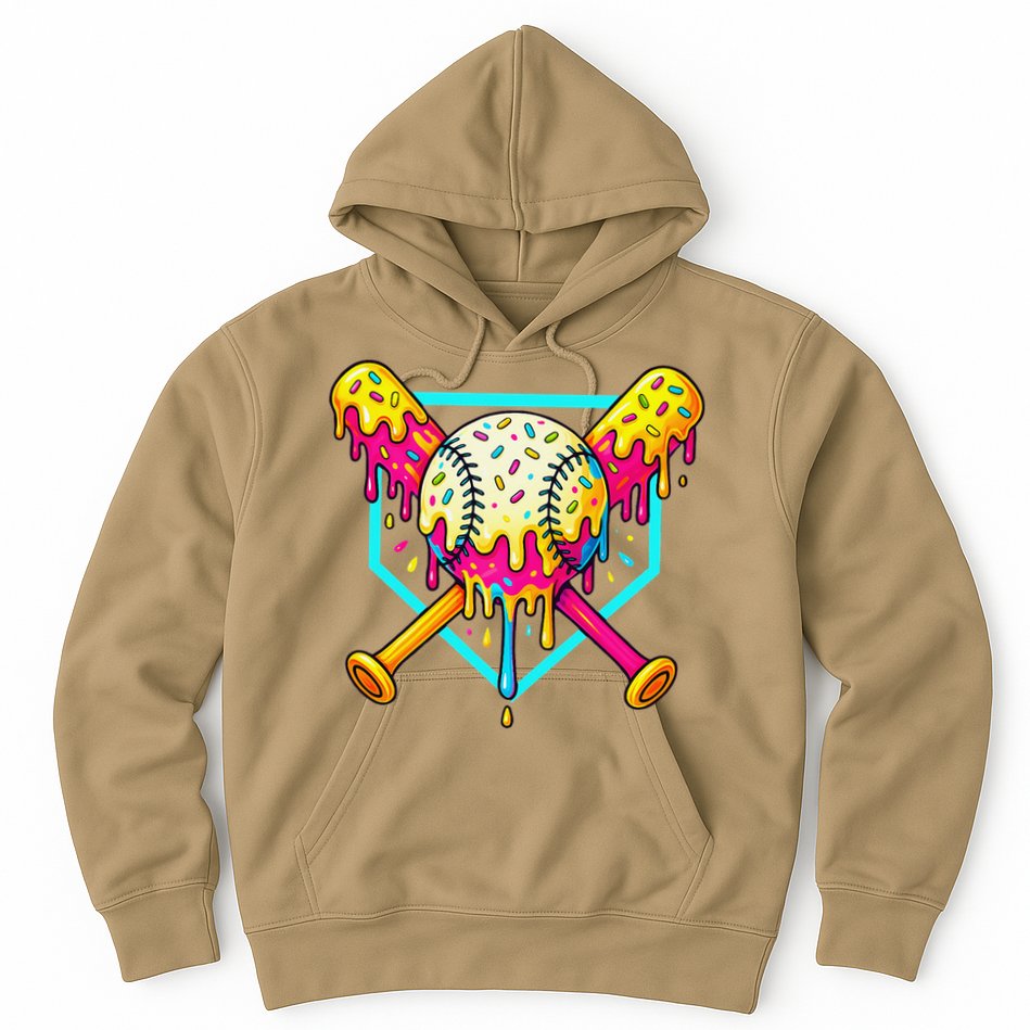 Baseball Drip For Home Plate Ice Cream Drip Sport Hoodie