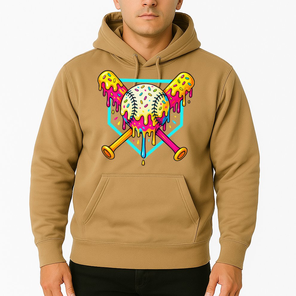 Baseball Drip For Home Plate Ice Cream Drip Sport Hoodie