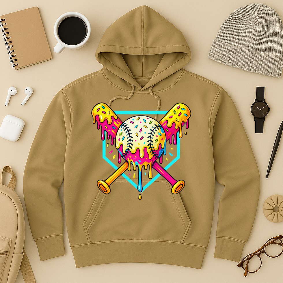 Baseball Drip For Home Plate Ice Cream Drip Sport Hoodie