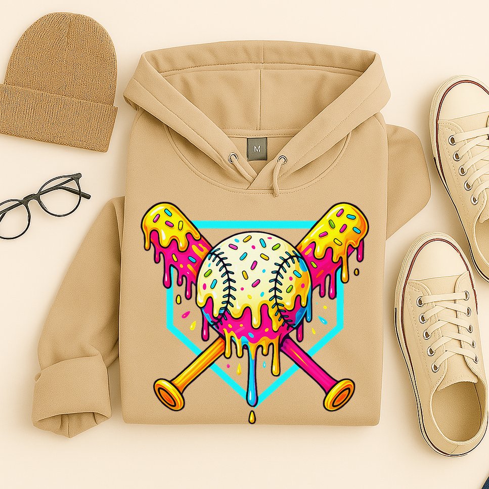 Baseball Drip For Home Plate Ice Cream Drip Sport Hoodie