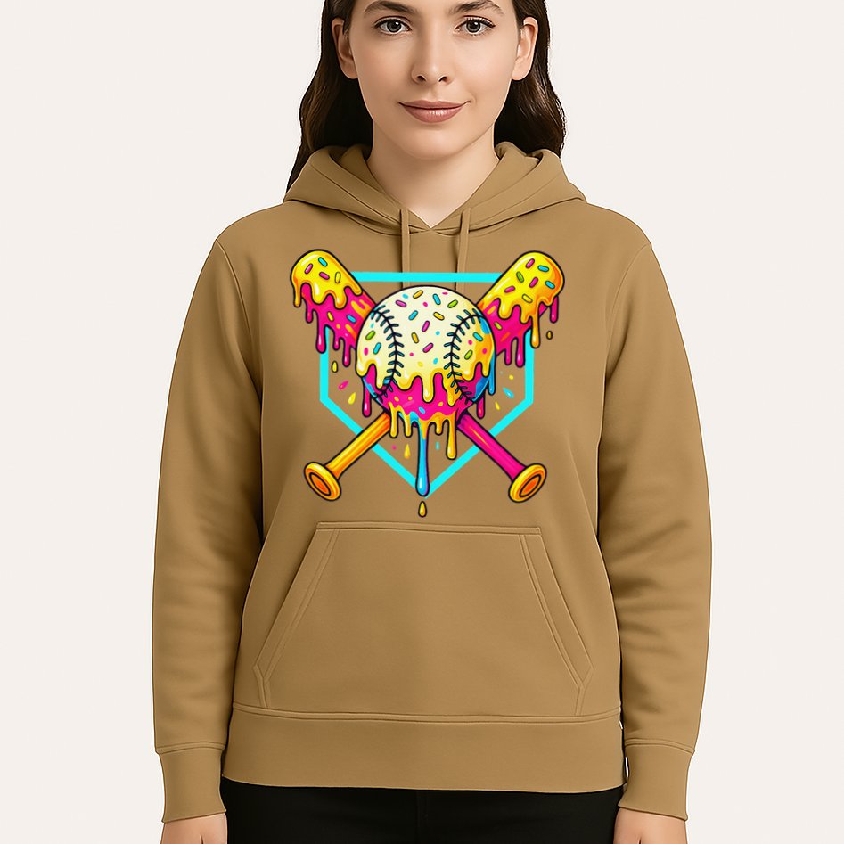 Baseball Drip For Home Plate Ice Cream Drip Sport Hoodie