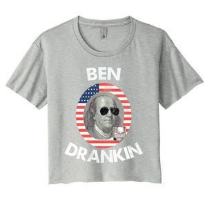 Ben Drankin Gift 4th Of July Gift Beer Party Gift Women's Crop Top Tee