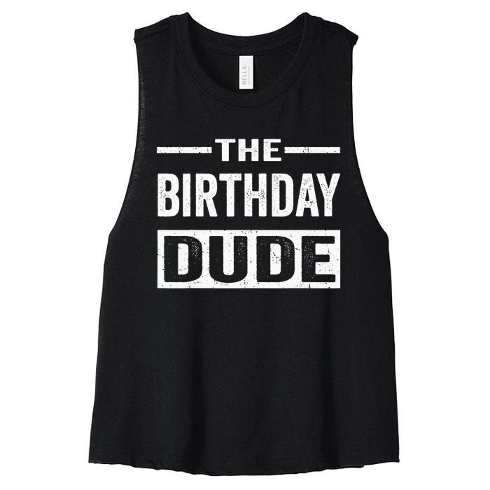 Birthday Dude Graphic Novelty Women's Racerback Cropped Tank