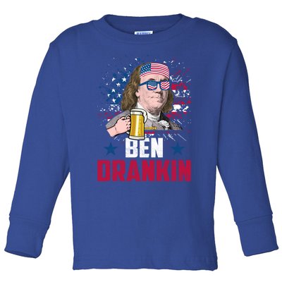 Ben Drankin Great Gift Funny Benjamin Franklin Usa 4th Of July Funny Gift Toddler Long Sleeve Shirt