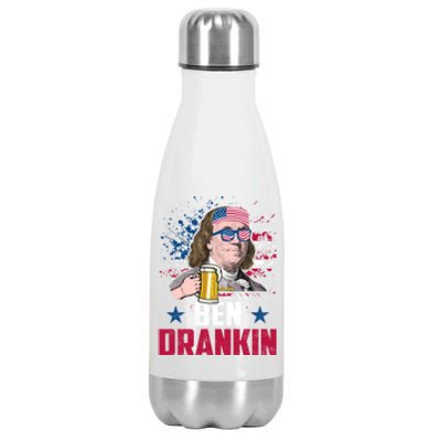 Ben Drankin Great Gift Funny Benjamin Franklin Usa 4th Of July Funny Gift Stainless Steel Insulated Water Bottle