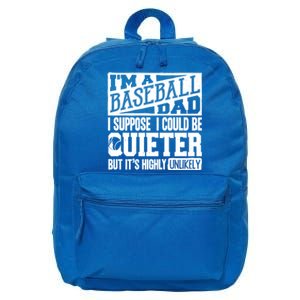 Baseball Dad Gift Baseball Lover Gift 16 in Basic Backpack