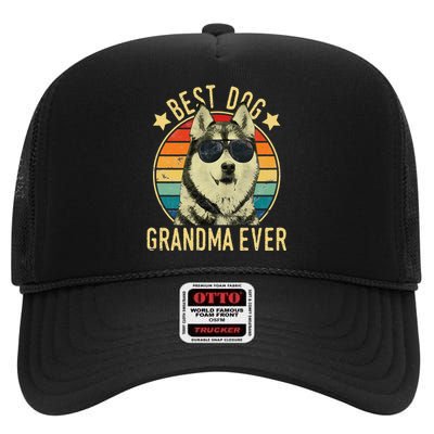 Best Dog Grandma Ever Siberian Husky Mother's Day High Crown Mesh Back Trucker Hat