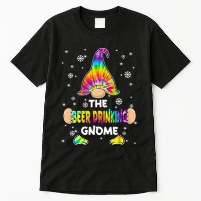 Beer Drinking Gnome Merry Christmas Tie Dye Pajamas Tall T-Shirt