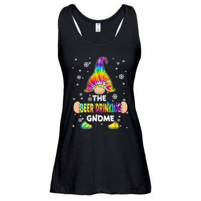Beer Drinking Gnome Merry Christmas Tie Dye Pajamas Ladies Essential Flowy Tank