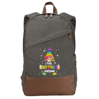 Beer Drinking Gnome Merry Christmas Tie Dye Pajamas Cotton Canvas Backpack
