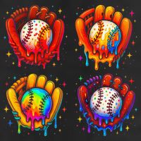 Baseball Drip Gloves Sweet Ice Cream Sprinkles 7 Panel Mesh Trucker Snapback Hat