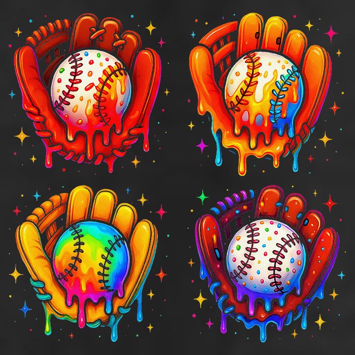 Baseball Drip Gloves Sweet Ice Cream Sprinkles 7 Panel Mesh Trucker Snapback Hat