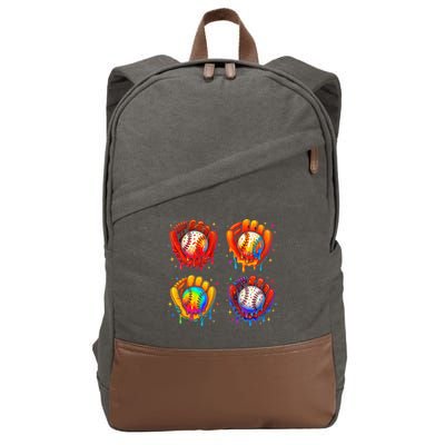 Baseball Drip Gloves Sweet Ice Cream Sprinkles Cotton Canvas Backpack