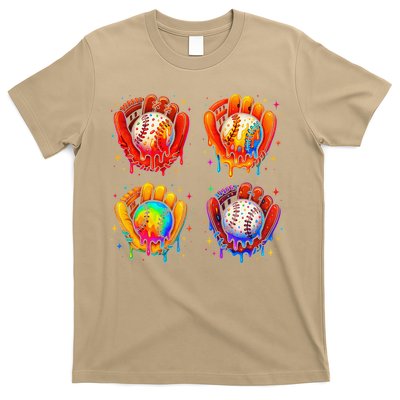 Baseball Drip Gloves Sweet Ice Cream Sprinkles T-Shirt