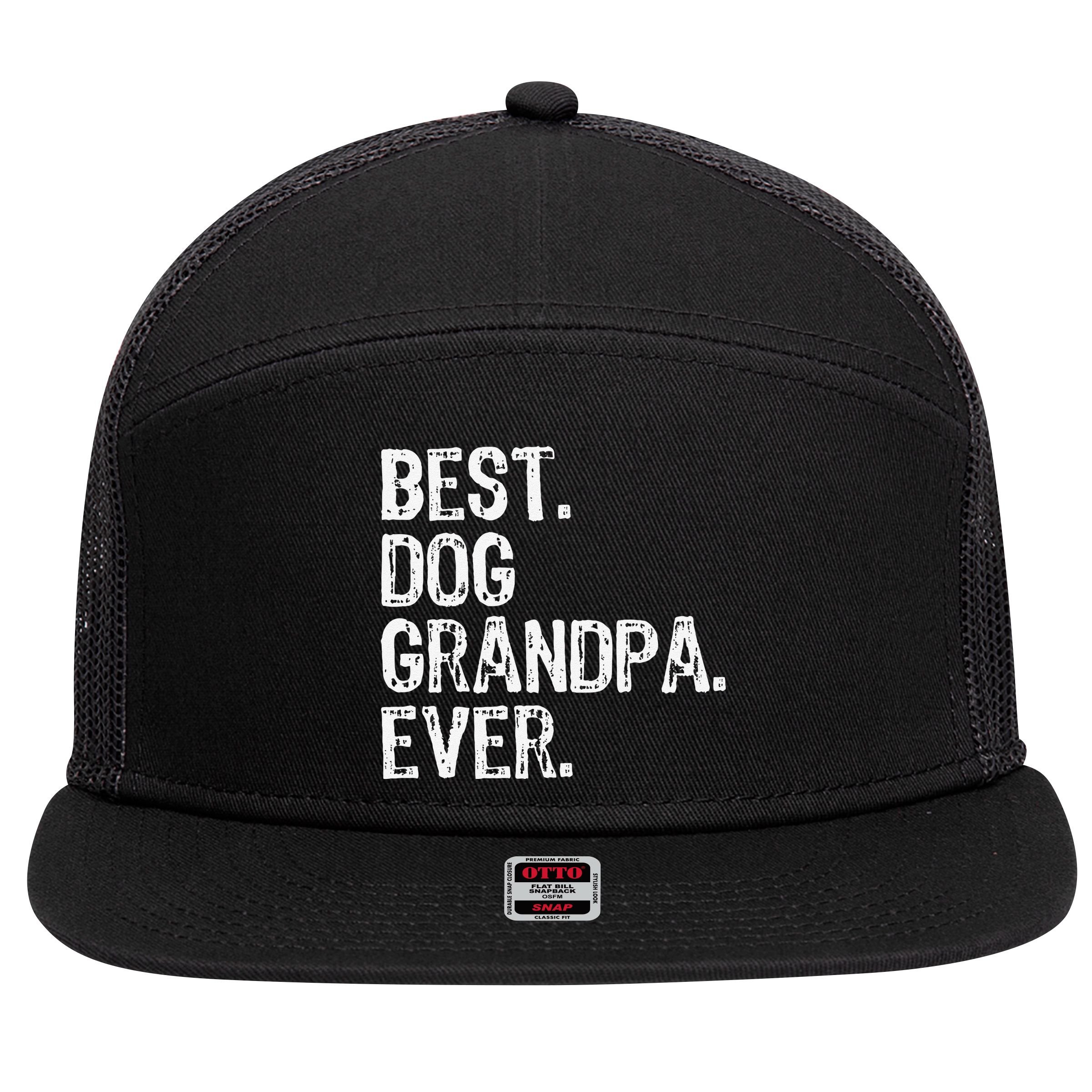 Best Dog Grandpa Ever Funny Cool 7 Panel Mesh Trucker Snapback Hat
