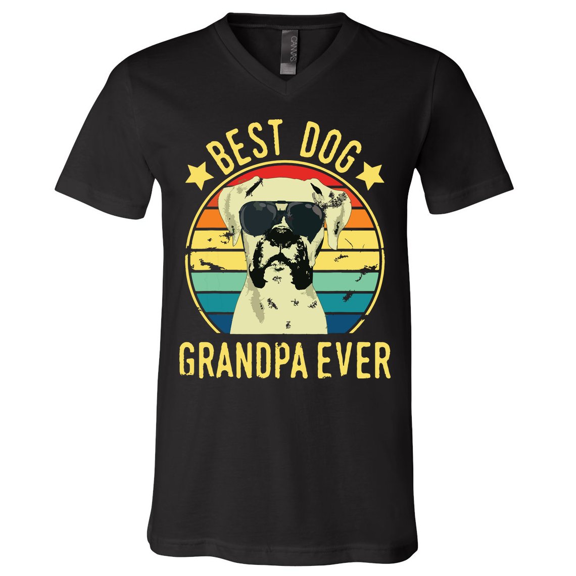 Best Dog Grandpa Ever Boxer Fathers Day V-Neck T-Shirt