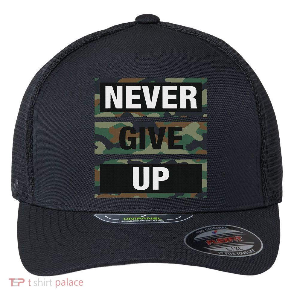 Bahaa's Don't Give Up Illustration Quotes Novelty  Flexfit Unipanel Trucker Cap