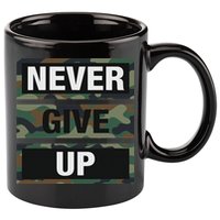 Bahaa's Don't Give Up Illustration Quotes Novelty  11oz C Handle Ceramic Mug