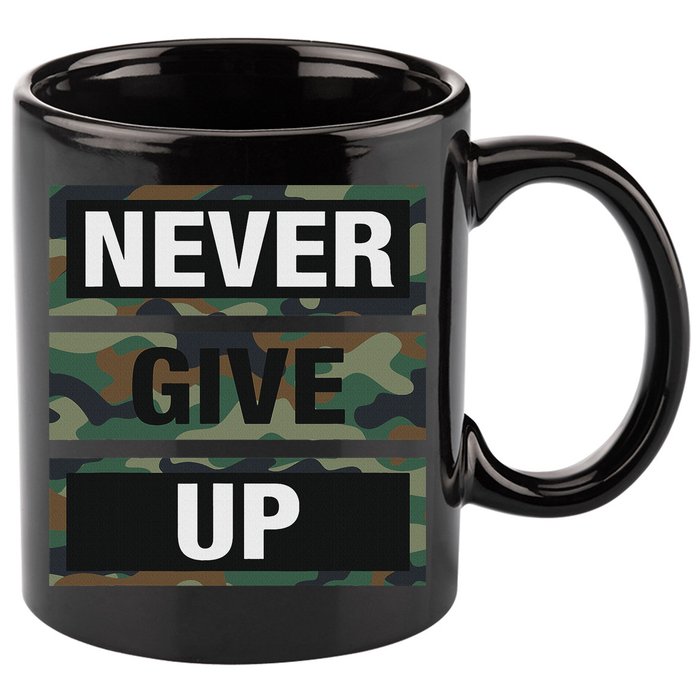 Bahaa's Don't Give Up Illustration Quotes Novelty  11oz C Handle Ceramic Mug