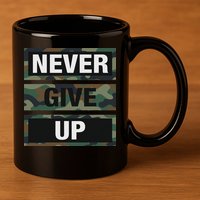Bahaa's Don't Give Up Illustration Quotes Novelty  11oz C Handle Ceramic Mug