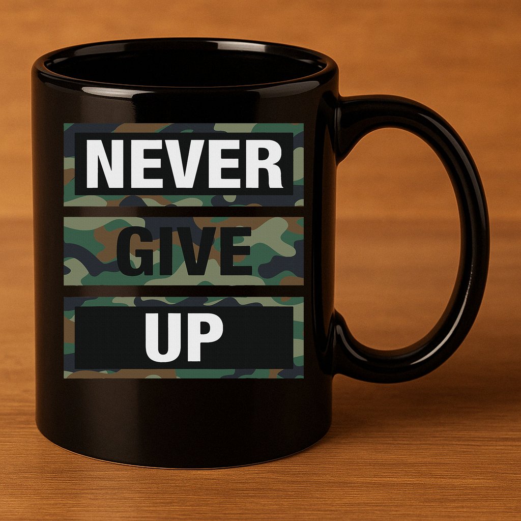 Bahaa's Don't Give Up Illustration Quotes Novelty  11oz C Handle Ceramic Mug