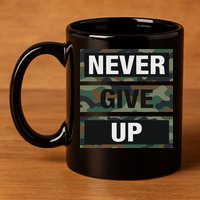 Bahaa's Don't Give Up Illustration Quotes Novelty  11oz C Handle Ceramic Mug