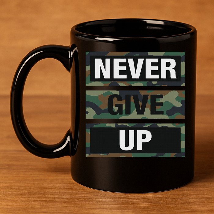 Bahaa's Don't Give Up Illustration Quotes Novelty  11oz C Handle Ceramic Mug