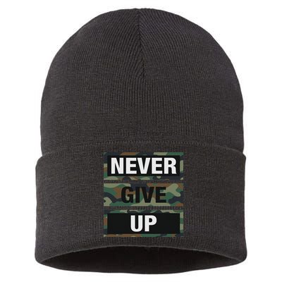 Bahaa's Don't Give Up Illustration Quotes Novelty  Sustainable Knit Beanie