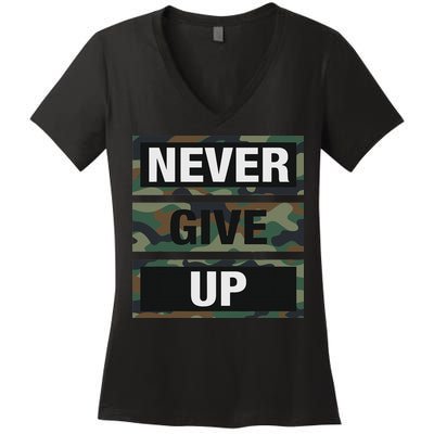 Bahaa's Don't Give Up Illustration Quotes Novelty  Women's V-Neck T-Shirt