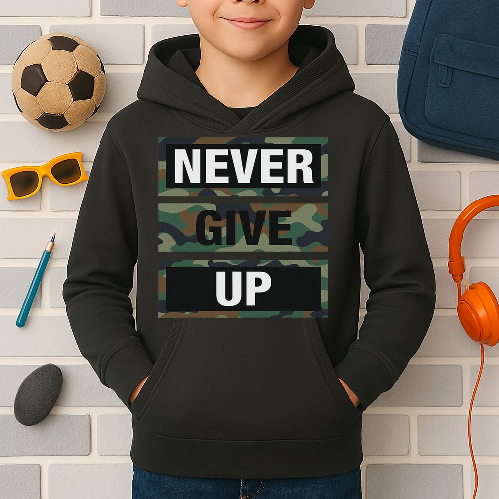 Bahaa's Don't Give Up Illustration Quotes Novelty  Kids Hoodie