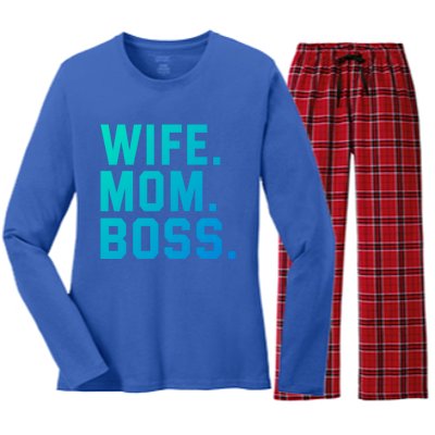 Boss Day Great Gift Wife Mom Boss Mama MotherS Day Birthday Gift Women's Long Sleeve Flannel Pajama Set 