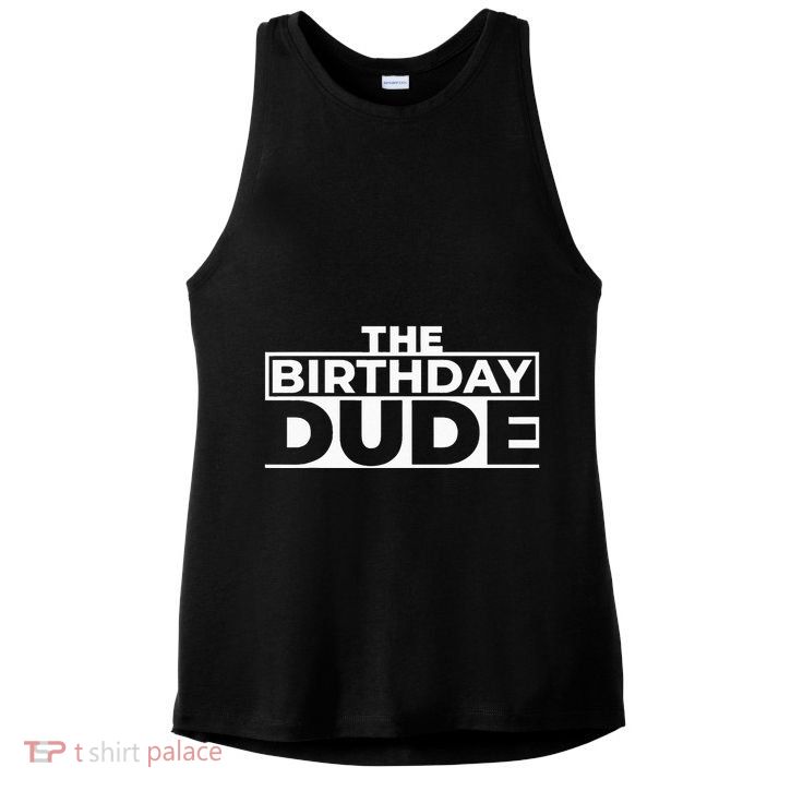 Birthday Dude Graphic Novelty Ladies PosiCharge Tri-Blend Wicking Tank