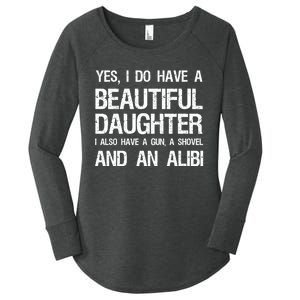 Beautiful Daughter Gun Shovel Alibi Conservative Dad Cool Gift Women's Perfect Tri Tunic Long Sleeve Shirt