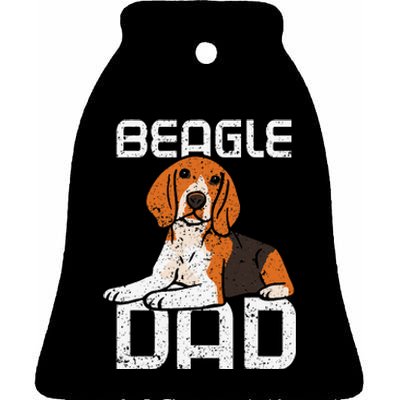 Beagle Dad Guy Lover Dog Beagles Puppy Father Daddy Papa Ceramic Bell Ornament