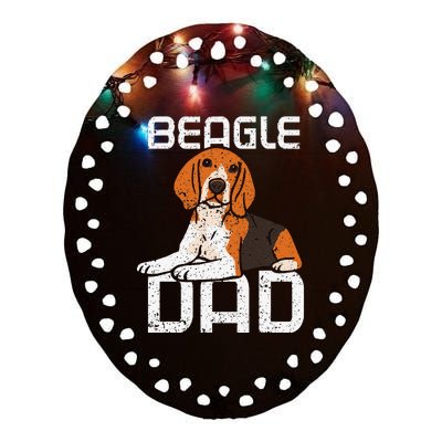 Beagle Dad Guy Lover Dog Beagles Puppy Father Daddy Papa Ceramic Oval Ornament